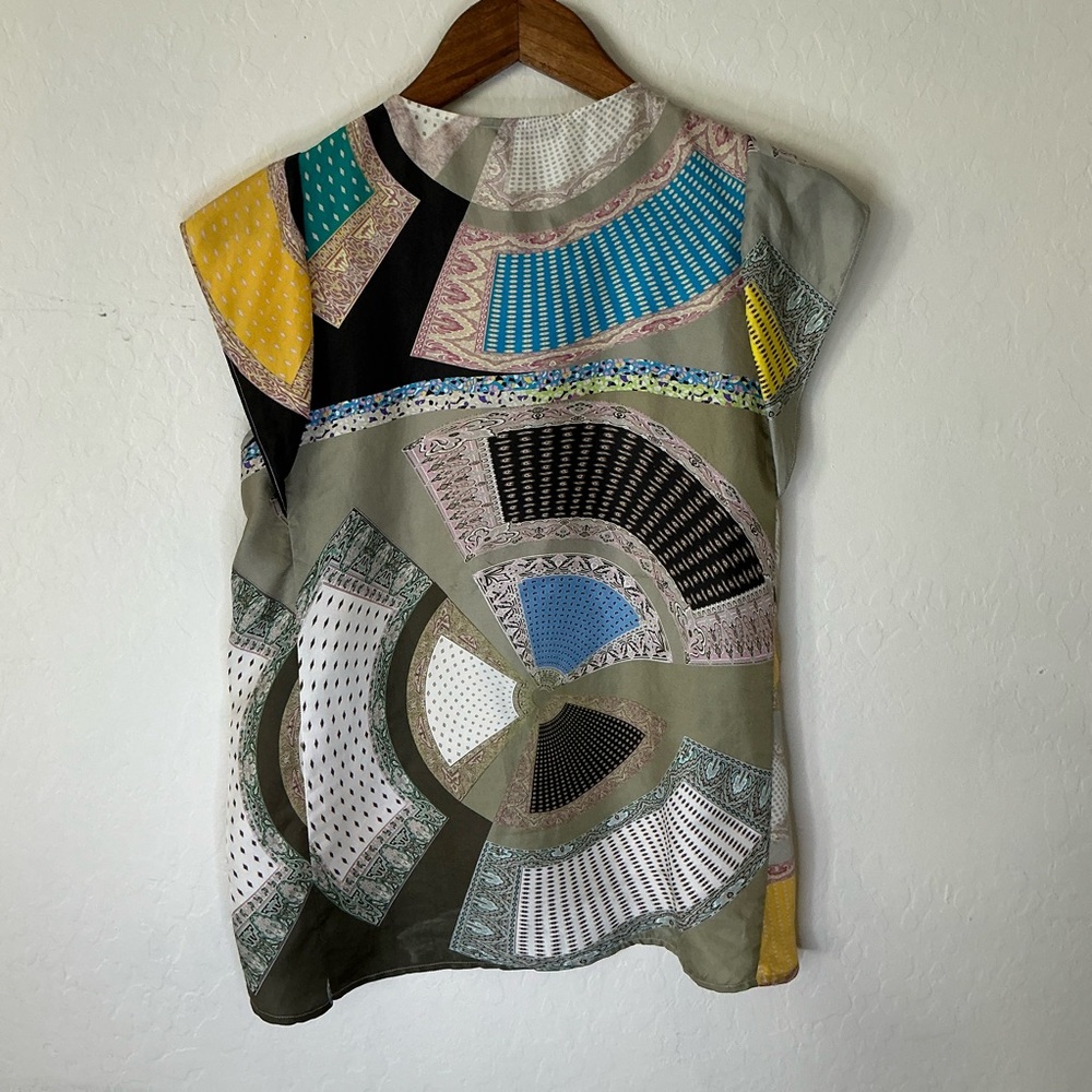 Etro Milano Silk Top Women’s Size 42 Multicolor Patchwork Print IT 42 (US 6–8) - Picture 6 of 8